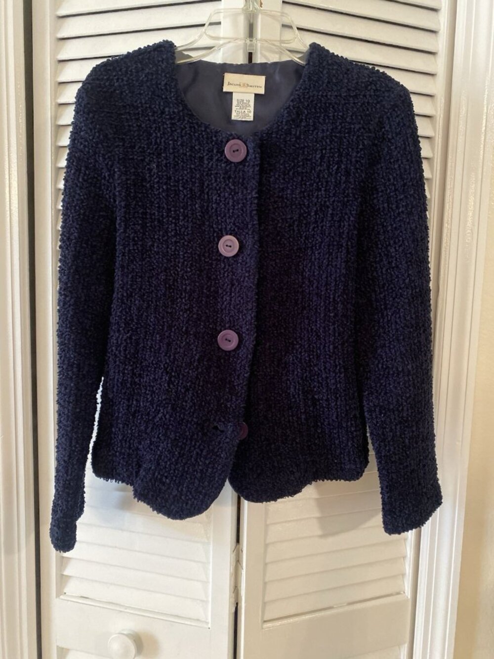 Jaclyn Smith Vintage Cardigan Women’s Sz 10 Blue Button Up Sweater Career Office